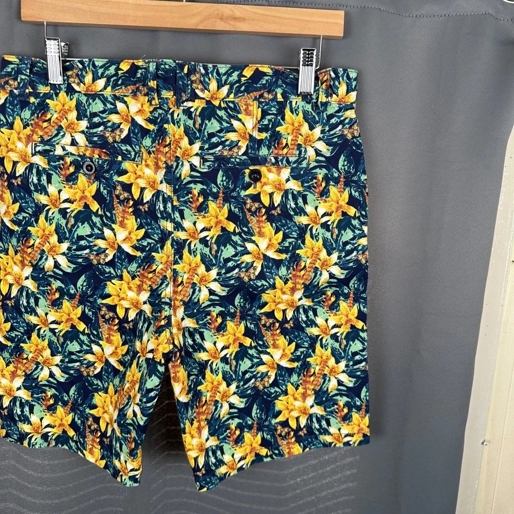 AussieBum Authentic Chino Mens Tropical Floral Butterfly Shorts Yellow Blue